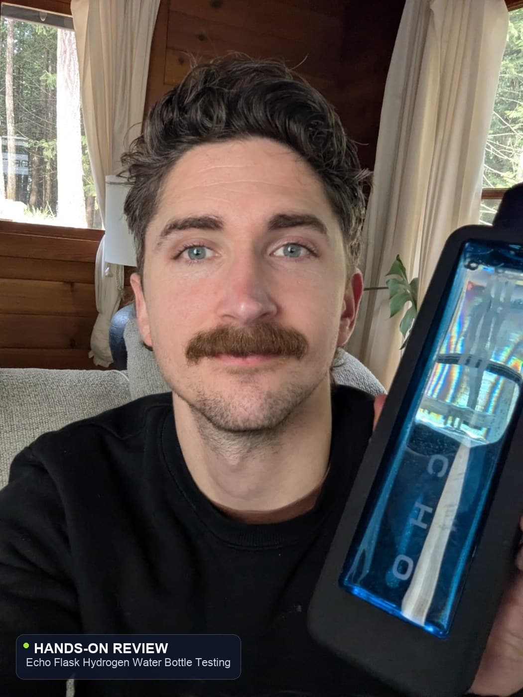 Jay Stubbs testing the Echo Flask hydrogen water bottle hands-on